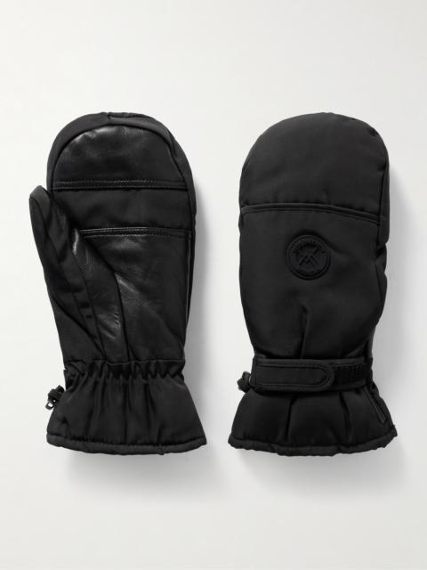 Leather-trimmed Appliquéd Padded Shell Ski Mittens