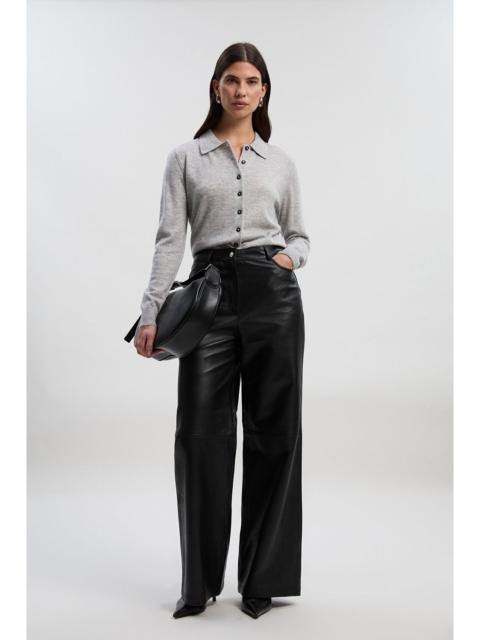 Leather Wide Leg Trousers