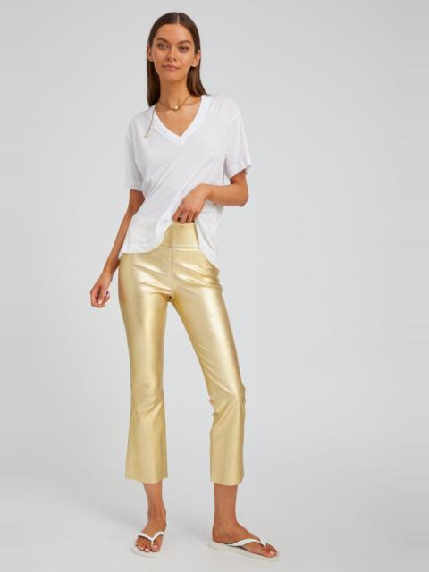 METALLIC GOLD LEATHER CROP FLARE