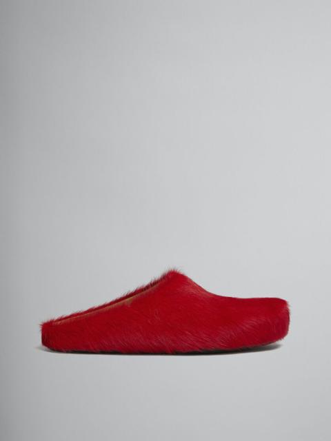 RED LONG HAIR CALFSKIN FUSSBETT SABOT