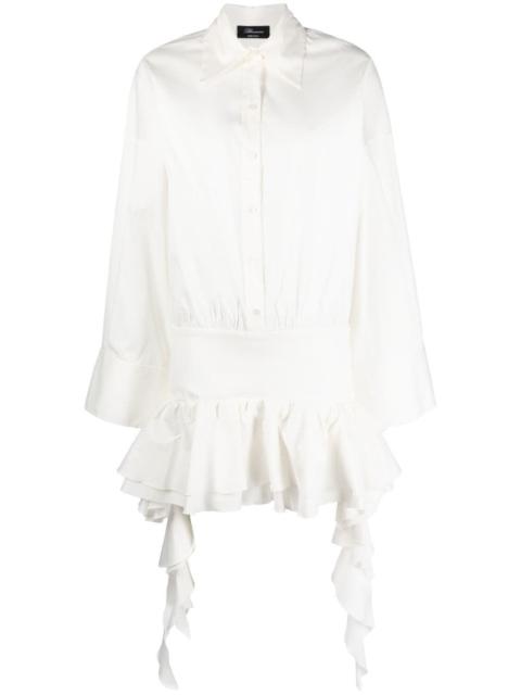 dropped-waist ruffled shirtdress