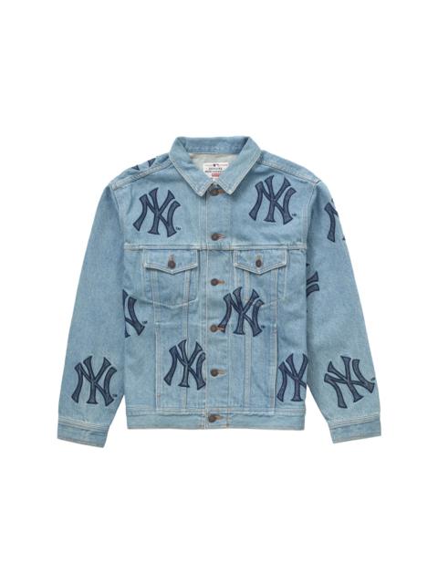 Supreme x New York Yankees Denim Trucker Jacket Washed Blue