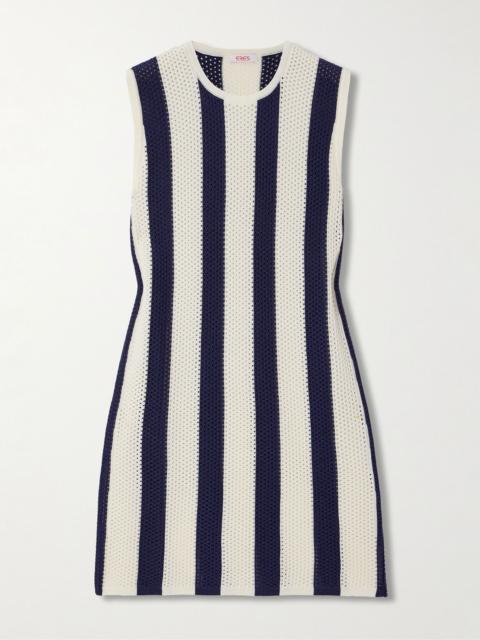 Bayadere Pirate striped open-knit cotton-blend mini dress Blue