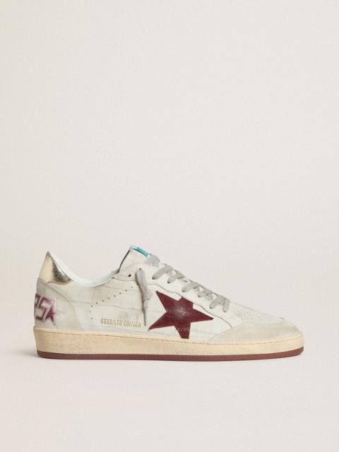 Men's Ball Star in crocodile-print nubuck with burgundy suede star