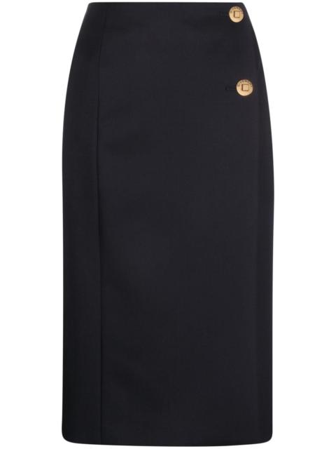 wool-blend straight skirt