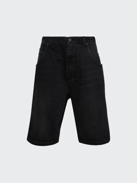 Aplique Biker Cross Hip-hop Denim Shorts Washed Black