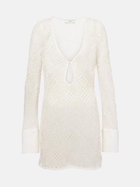 Rayure crochet cotton minidress