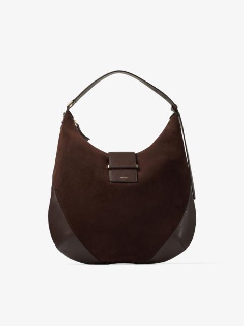 Bar Hobo M
Chocolate Suede Shoulder Bag with Leather Trims
