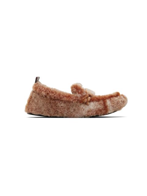 Orange Shearling Loafers