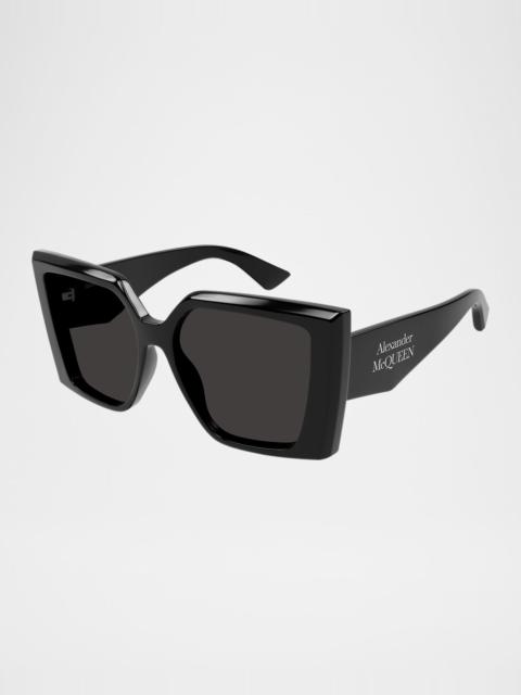 Square Logo-Print Acetate Sunglasses