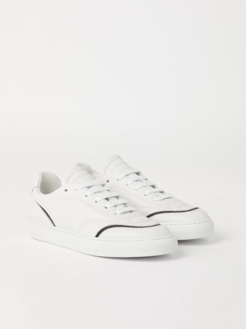 Matte calfskin sneakers with shiny details