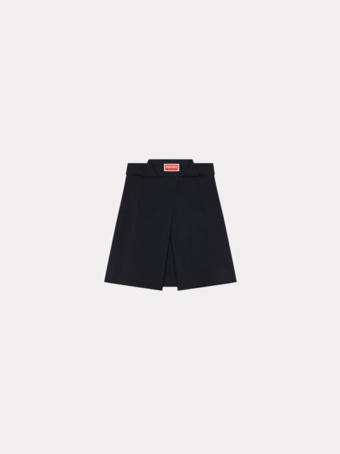 Pleated wool mini skirt