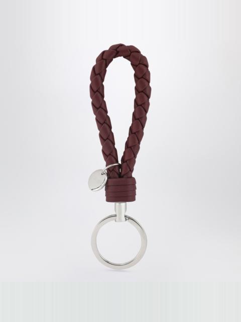 Bordeaux Intrecciato leather key ring
