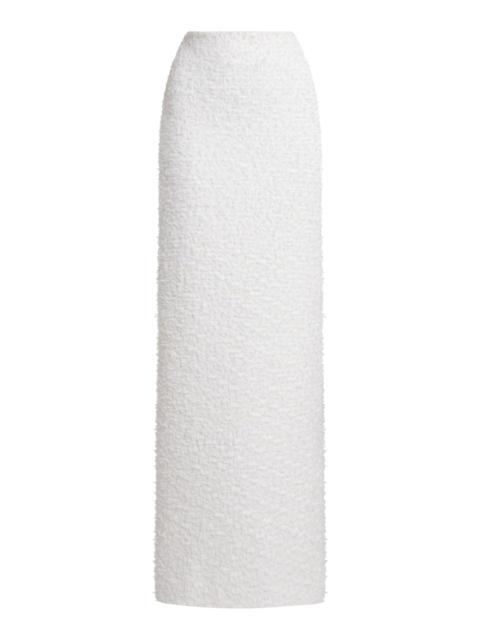 Cotton Tweed Maxi Column Skirt white