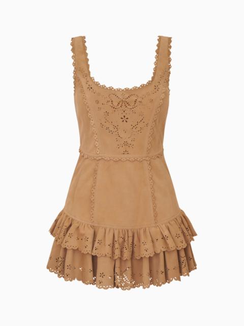 Chrysanthe Suede Eyelet Mini Dress