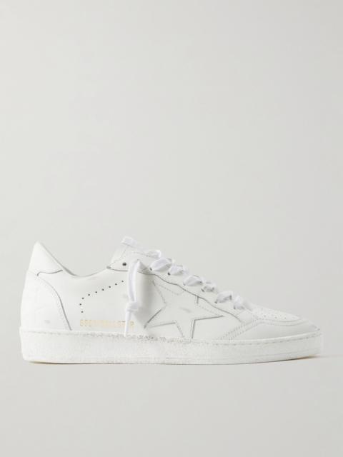 Ball Star Distressed Leather Sneakers White