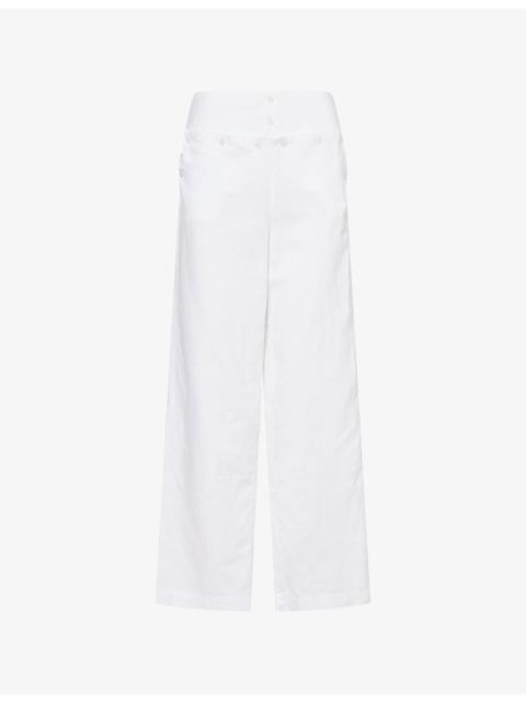Anna Straight-Leg Cotton-Linen Trousers