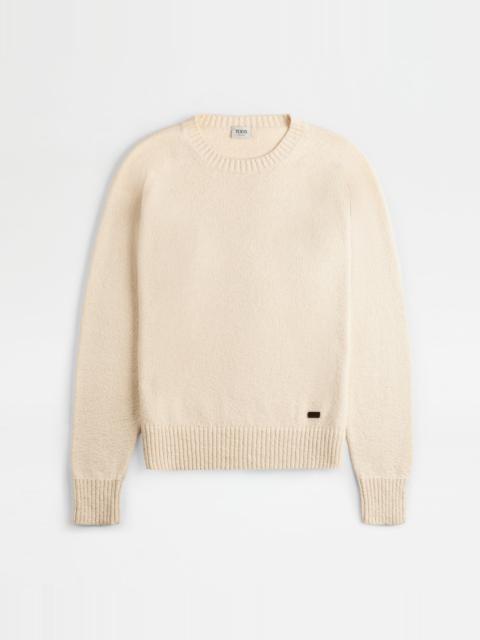 ROUND-NECK PULLOVER IN COTTON - OFF WHITE