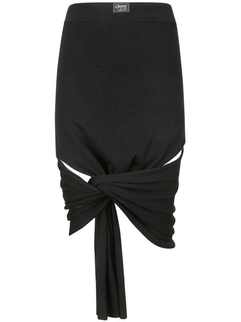 logo-patch wool midi skirt