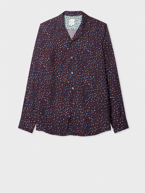 Burgundy 'Screen Dance' Print Viscose Shirt