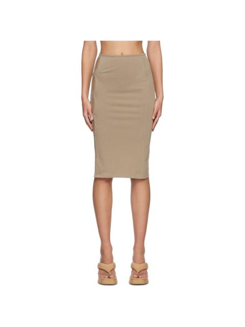 Beige Cutout Midi Skirt