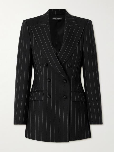 Double-breasted Pinstriped Wool-blend Blazer