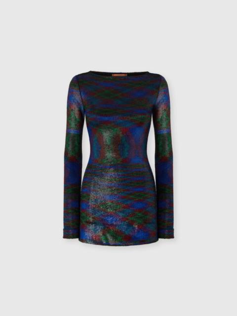 Long-sleeve mini dress with flame pattern