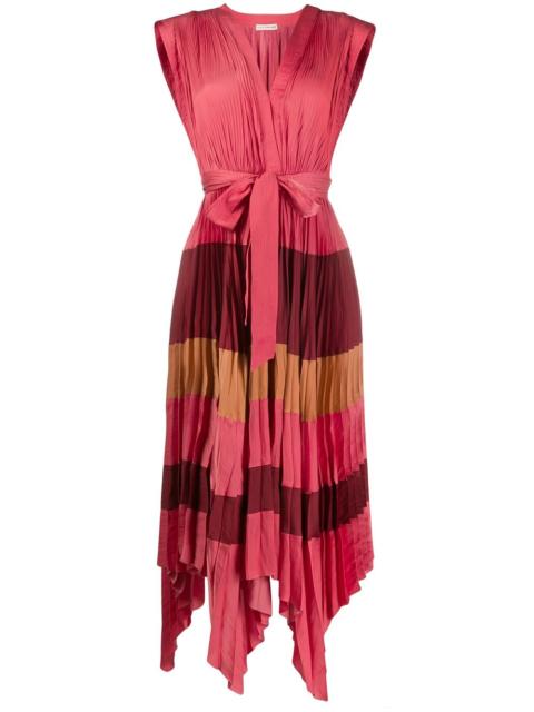 pleated stripe dress