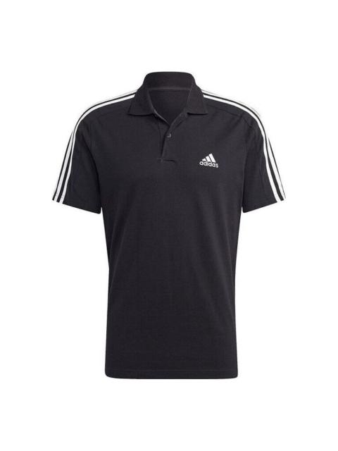 adidas Essentials Piqu Embroidered Small Logo 3-Stripes Polo Shirts 'Black' IC9310
