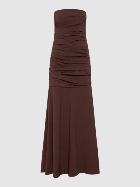 Gathered Strapless Longline Dress - Liqueur