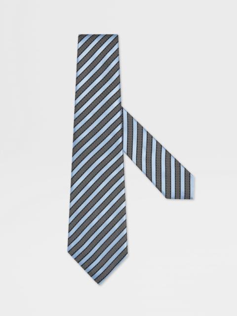 LIGHT BLUE SILK AND COTTON TIE