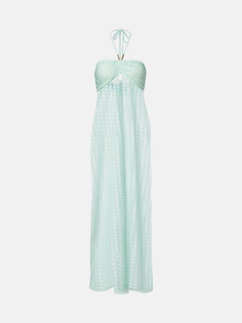 Mila semi-sheer halterneck maxi dress
