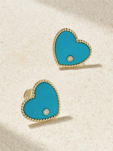 Cœur 9-karat gold, turquoise and diamond earrings Turquoise