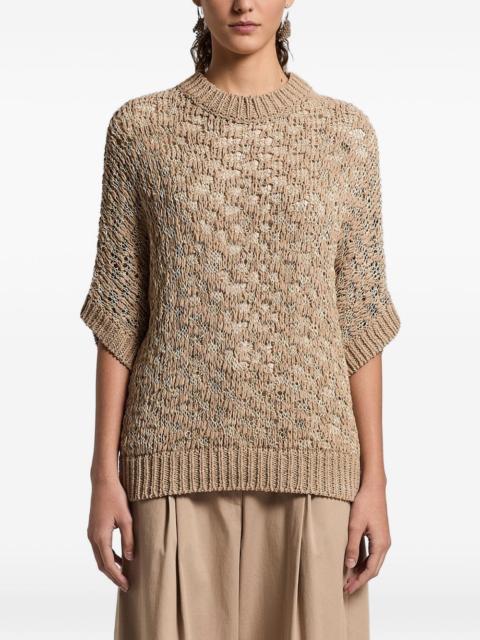open-knit short-sleeved sweater