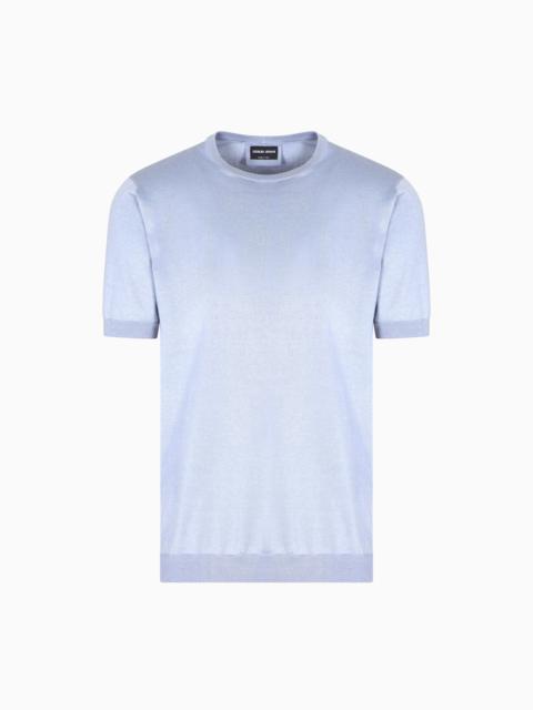 SHORT-SLEEVED, CREW-NECK JUMPER IN SILK AND COTTON