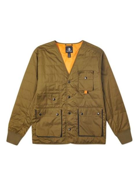 Men's Converse Retro Multiple Pockets Casual Stay Warm Green Jacket 10019990-A02