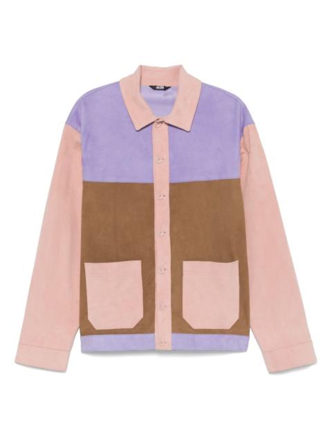 colour block suede shirt jacket