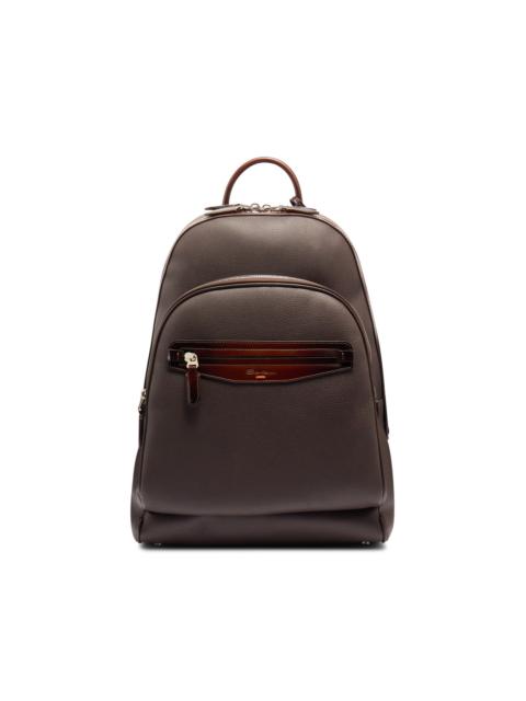Dark brown tumbled leather backpack