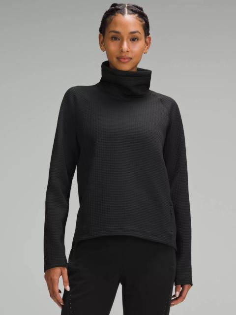 Waffle-Knit Funnel-Neck Long-Sleeve Shirt