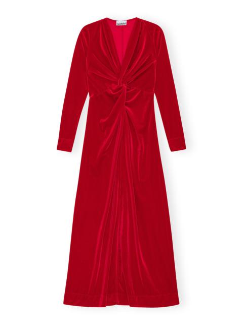 RED VELVET JERSEY TWIST LONG DRESS