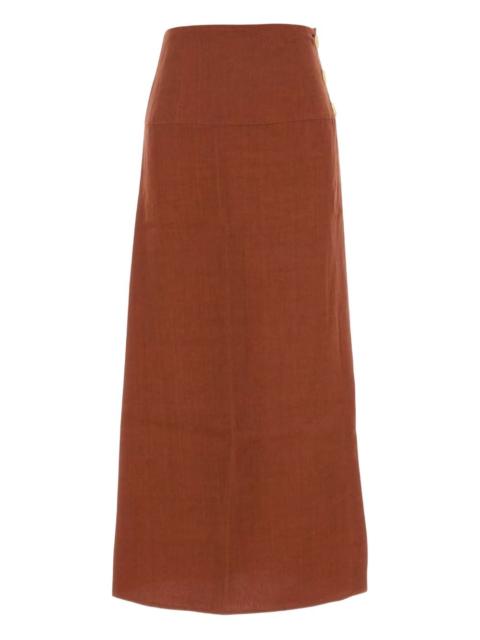 Haifal button-fastening linen maxi skirt