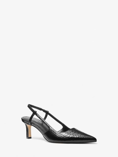 Alora Snake Embossed Leather Slingback Pump