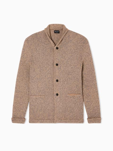 CARDIGAN JACKET IN KNIT CASHMERE AND COTTON