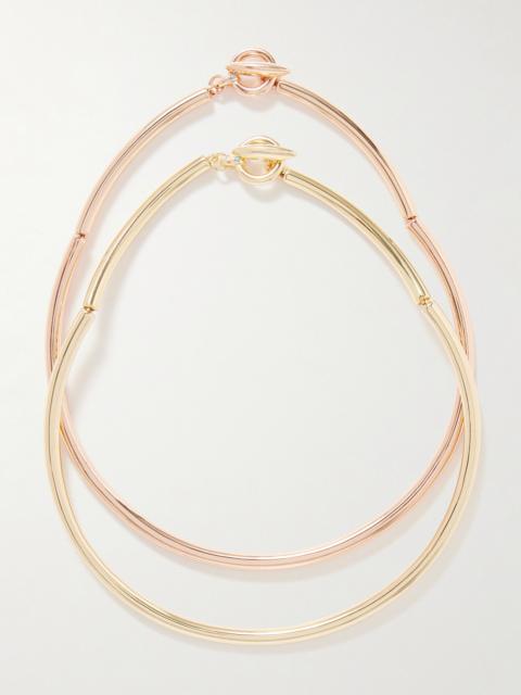 The Tubular Set Of Two Yellow And Rose Gold-tone Necklaces
