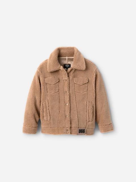 ® Women's Frankie Sherpa Trucker Jacket Fleece/Recycled Materials in Brown/