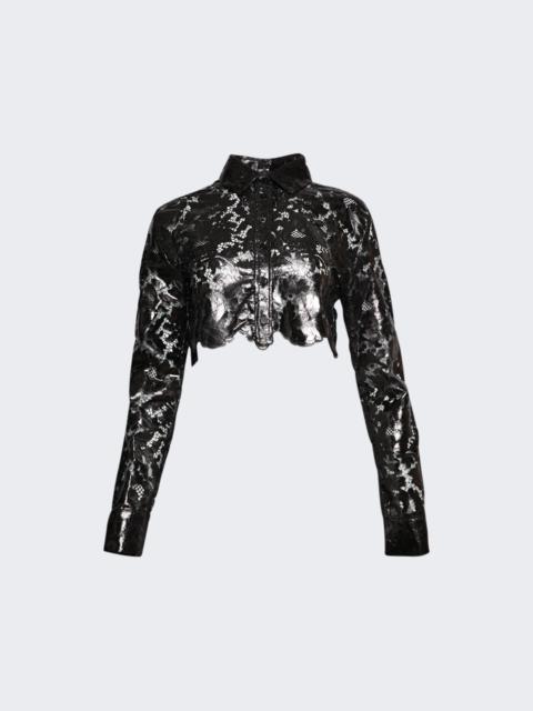 Lace Cropped Shirt Chocolate Brown