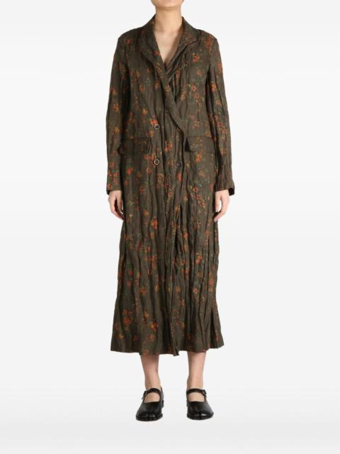 floral-print double-breasted coat