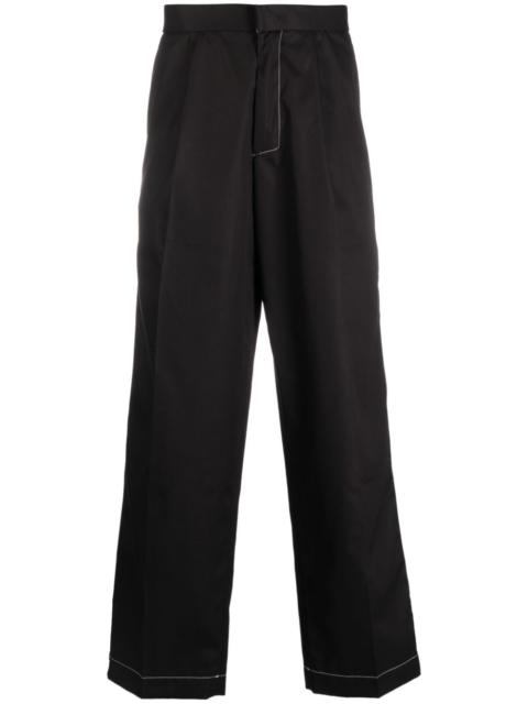 pleated straight-leg trousers