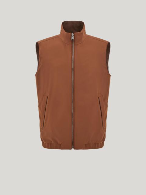CANALI NUVOLA BURNT BROWN REVERSIBLE VEST IN TECHNICAL FABRIC WITH MEMBRANE