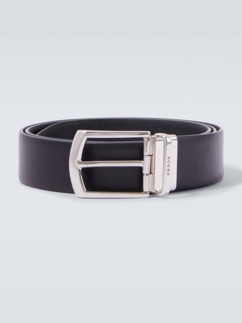 Reversible Saffiano and leather belt